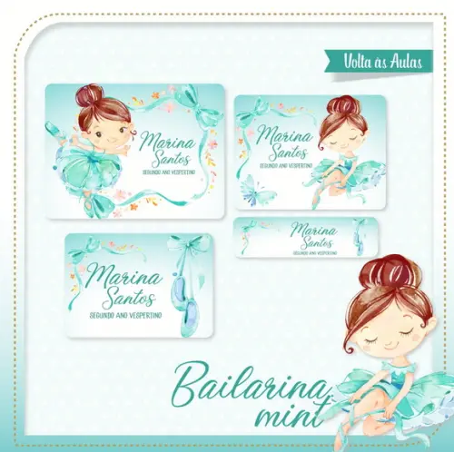 Etiqueta escolar Bailarina Mint