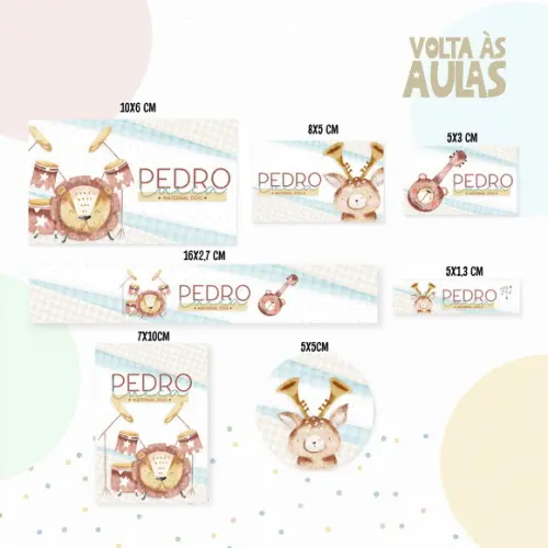 Etiqueta Escolar Banda Animais