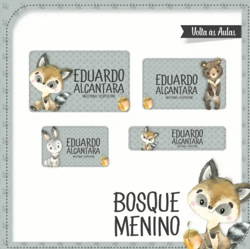 Etiqueta escolar Bosque menino