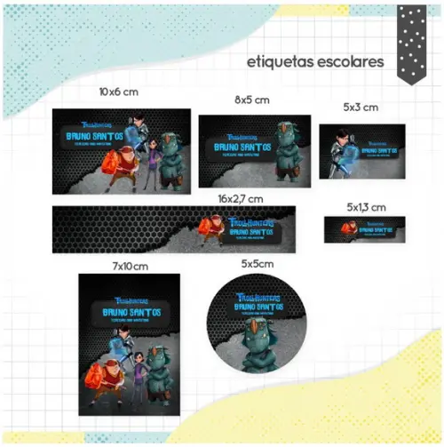 Etiqueta escolar Caçadores de trolls