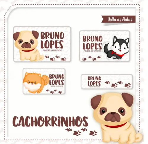 Etiqueta escolar Cachorrinhos