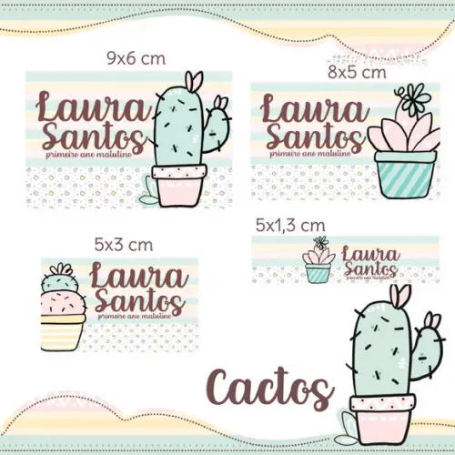 Etiqueta escolar Cactos