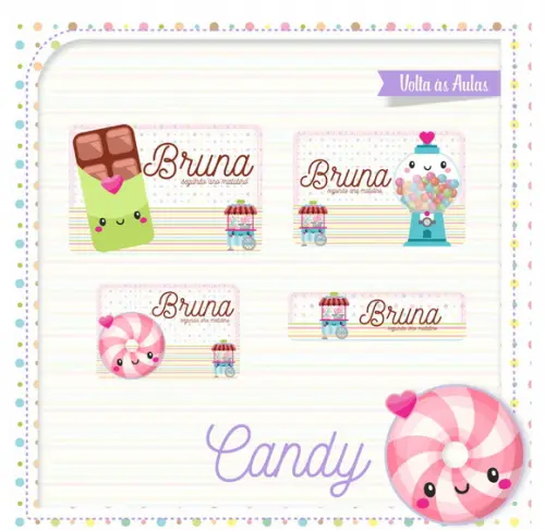 Etiqueta escolar Candy