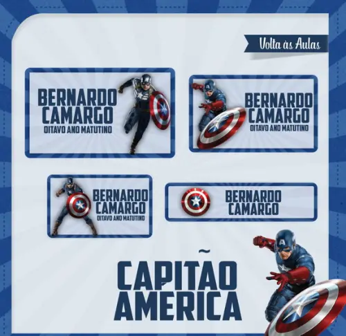 Etiqueta escolar Capitão América