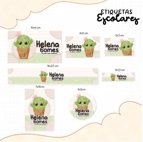 Etiqueta escolar Cactos 2