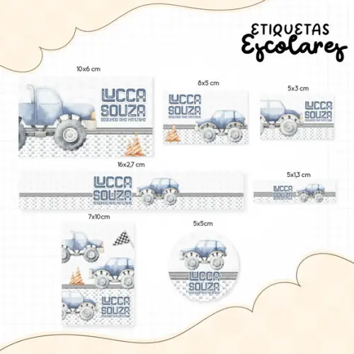 Etiqueta Escolar Carrinhos