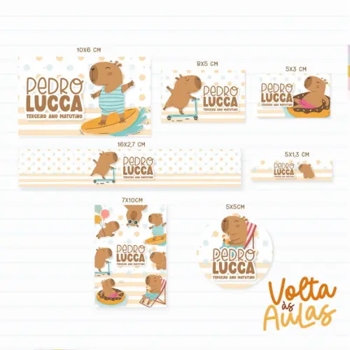 Etiqueta Escolar Capivara Menino