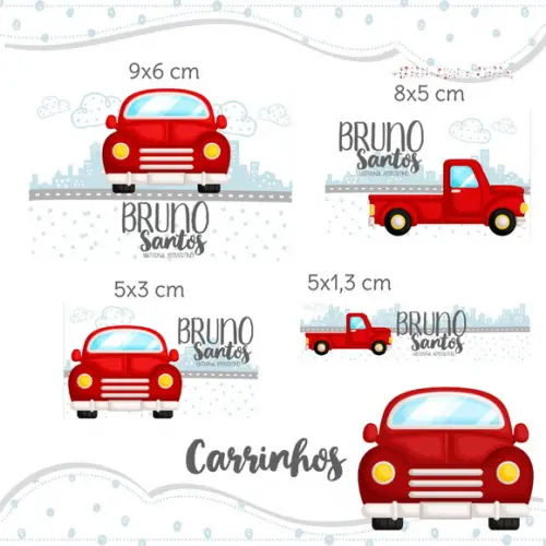 Etiqueta escolar Carrinhos