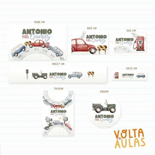 Etiqueta Escolar Carros
