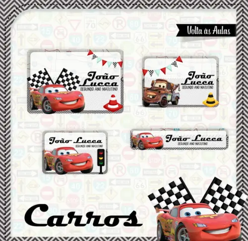 Etiqueta escolar Carros
