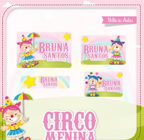 Etiqueta escolar Circo menina