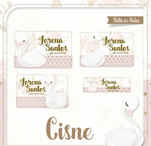 Etiqueta escolar Cisne