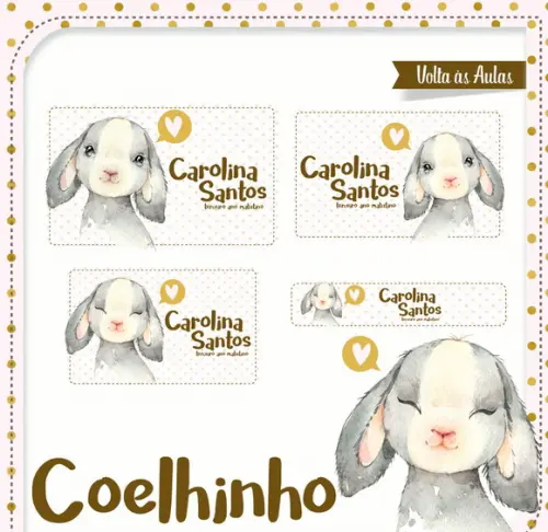 Etiqueta escolar Coelhinho