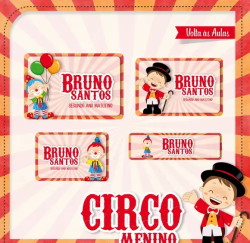 Etiqueta escolar Circo menino