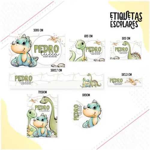 Etiqueta Escolar Dino Boy