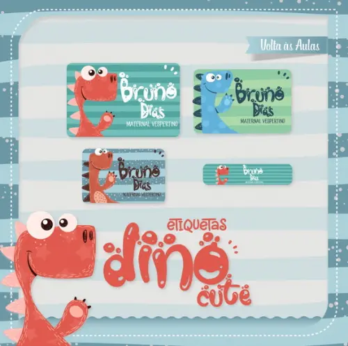 Etiqueta escolar Dino cut