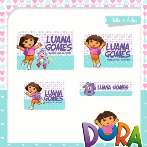 Etiqueta escolar Dora