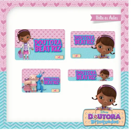 Etiqueta escolar Dra brinquedos