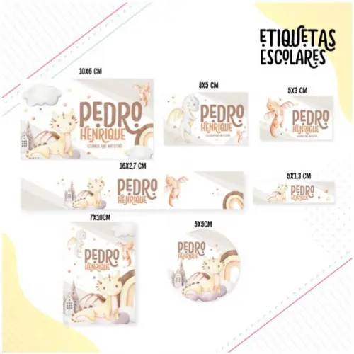 Etiqueta Escolar Dragões Baby