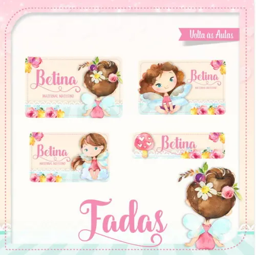 Etiqueta escolar Fadas