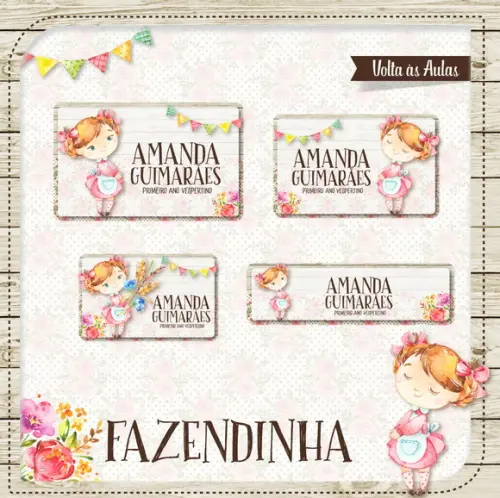 Etiqueta escolar Fazendinha menina