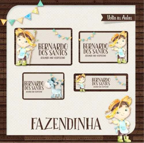 Etiqueta escolar Fazendinha menino