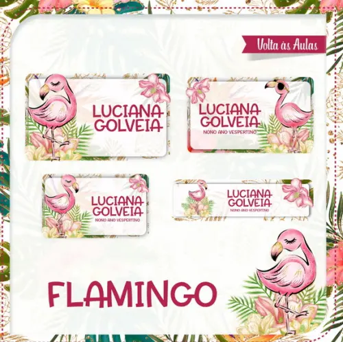 Etiqueta escolar Flamingo