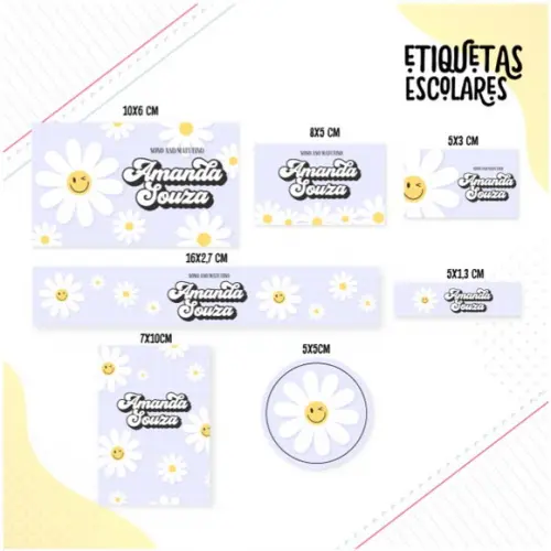 Etiqueta Escolar Floral Teens