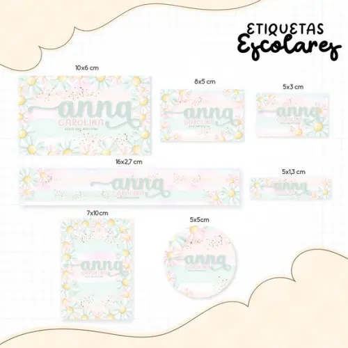 Etiqueta Escolar Floral
