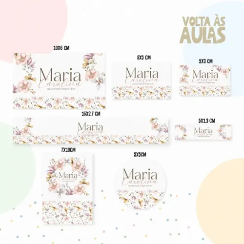 Etiqueta Escolar Floral Baby