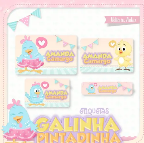 Etiqueta escolar Galinha pintadinha