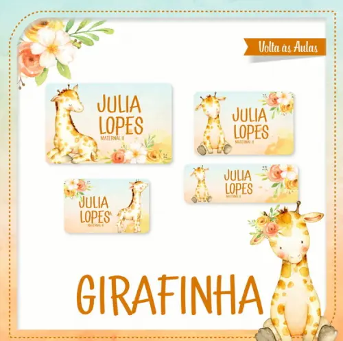 Etiqueta escolar Girafinha