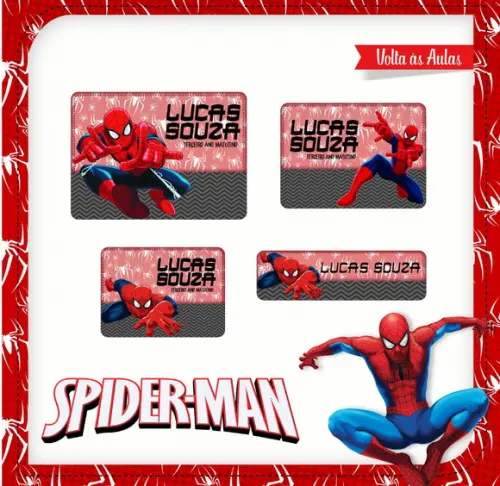 Etiqueta escolar Homem Aranha
