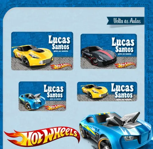 Etiqueta escolar Hot Wheels
