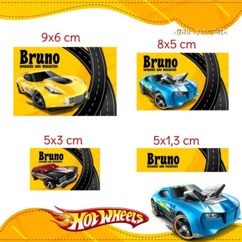 Etiqueta escolar Hot Wheels