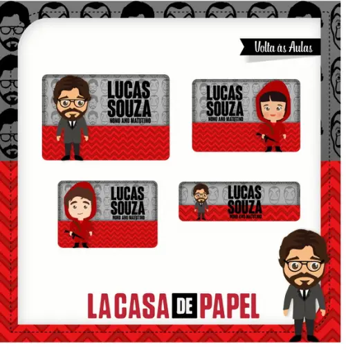 Etiqueta escolar La casa de papel