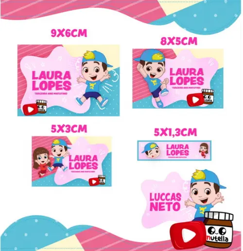 Etiqueta escolar Lucas Neto menina