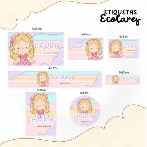 Etiqueta Escolar Menina Loira