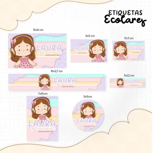 Etiqueta Escolar Menina Morena