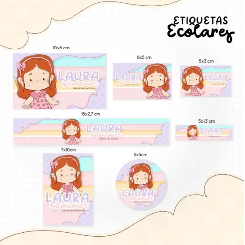 Etiqueta Escolar Menina Ruiva