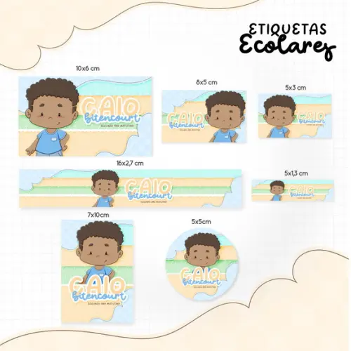 Etiqueta Escolar Menino Negro