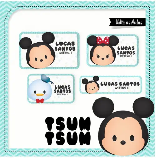 Etiqueta escolar Mickey Tsum