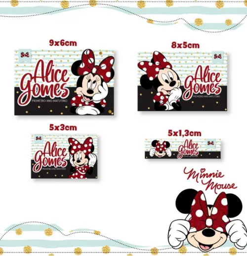 Etiqueta escolar Minnie Vermelha