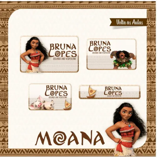 Etiqueta escolar Moana