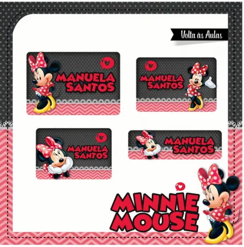 Etiqueta escolar Minnie