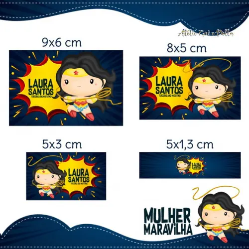Etiqueta escolar Mulher Maravilha