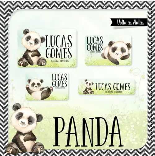 Etiqueta escolar Panda