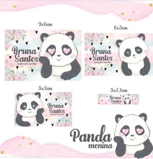 Etiqueta escolar Panda menina