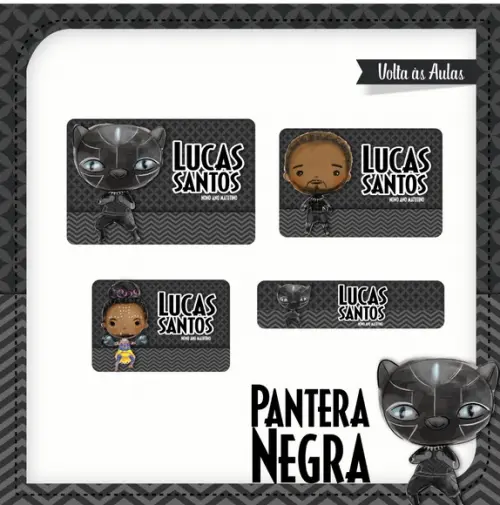 Etiqueta escolar Pantera negra
