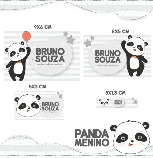 Etiqueta escolar Panda menino